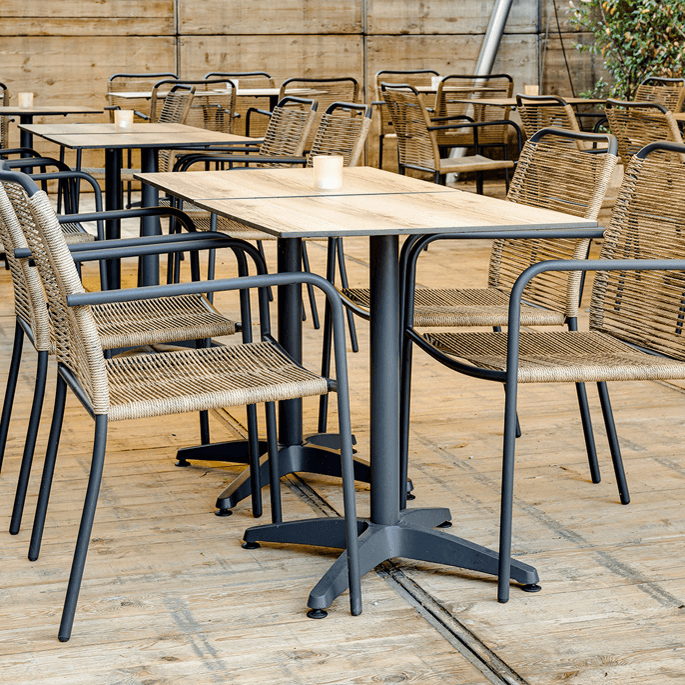 Pied de table d'extérieur en métal anthracite H 73 cm